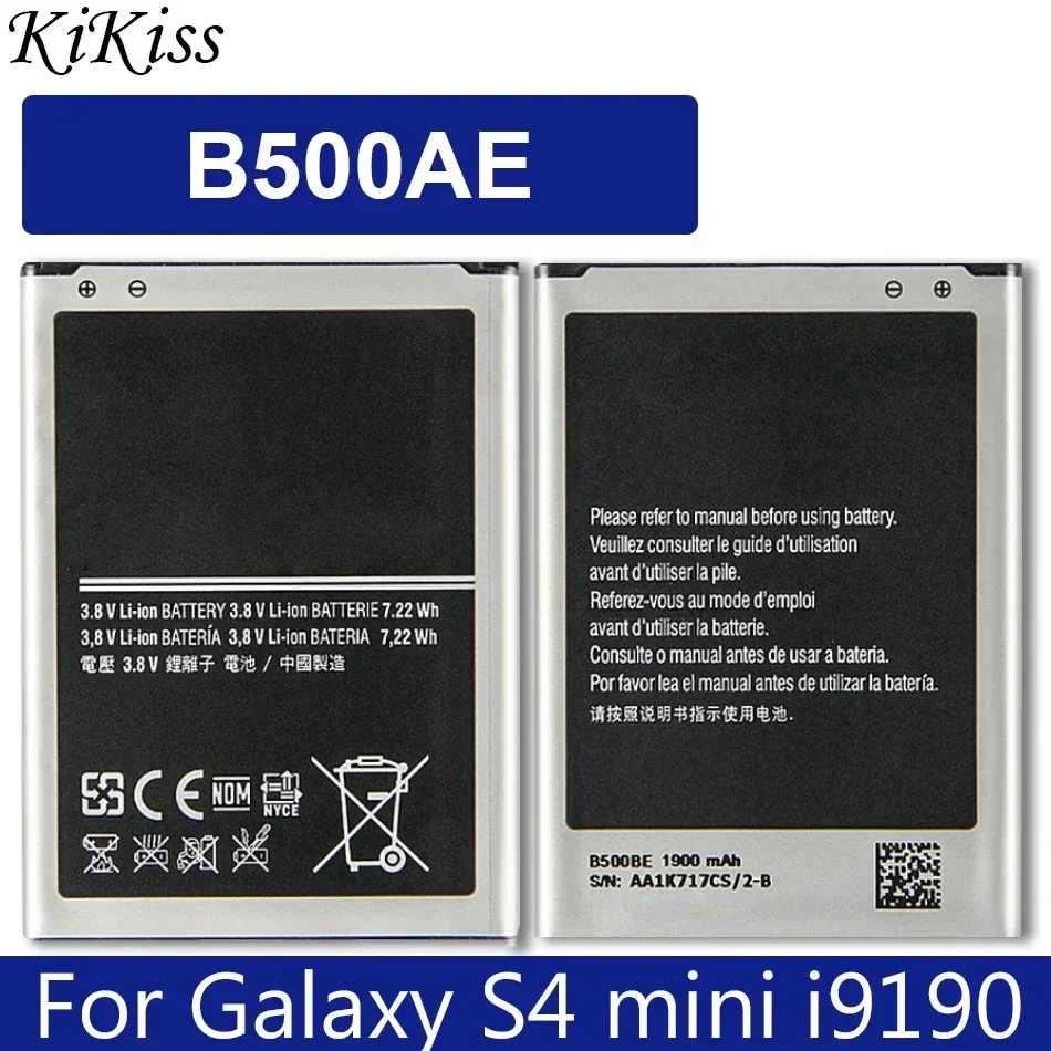 Baterías de teléfono móvil para Samsung Galaxy S4 Mini i9192 i9195 i9190 i9198 J110 I435 I257 B500AE 3 pines 1900mAh batería portátil