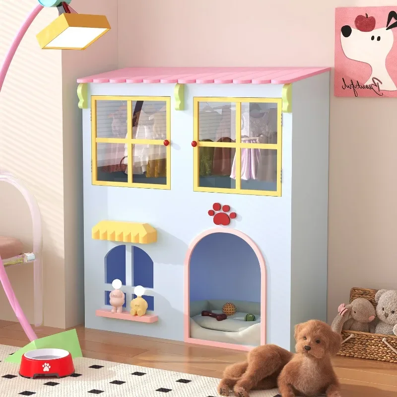 Dopamine dog cage small kennel indoor semi-enclosed cat kennel upper cabinet lower litter combination