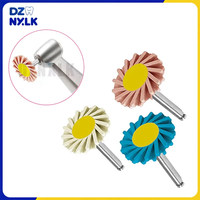 

2/6Pcs Dental Rubber Polisher Composite Zirconia Ceramic Polishing Wheel Diamond 3-Step Polishing Disc RA 14mm Spiral Flex Brush