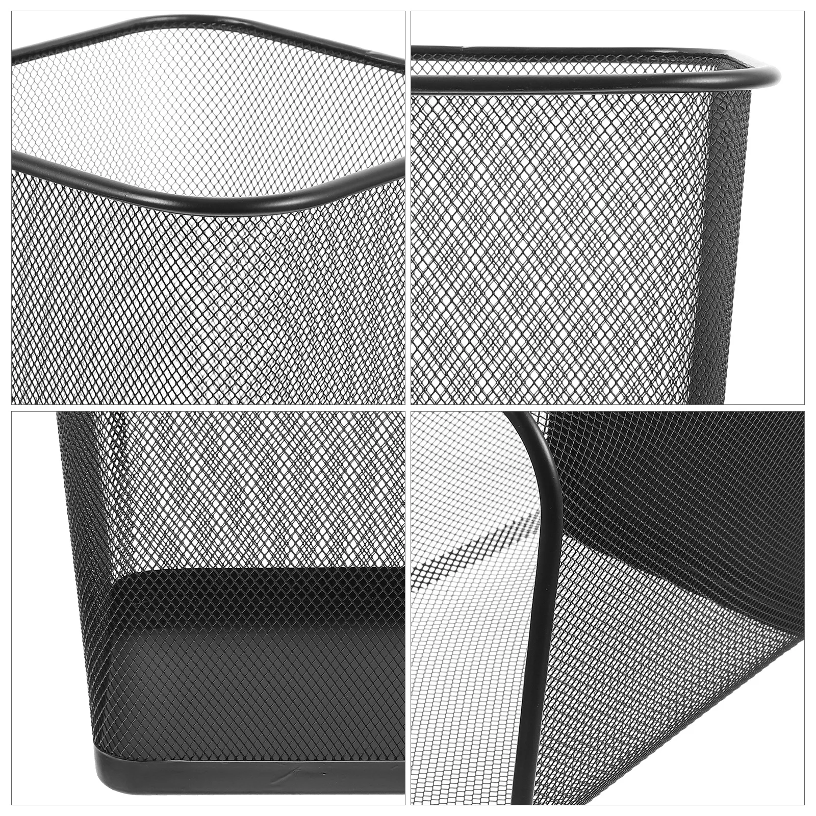 

Metal Wastebasket Trashcan Bins Iron Garbage Container Office Home Bedroom Living Room Kitchen Bathroom Dorm Black Small Size