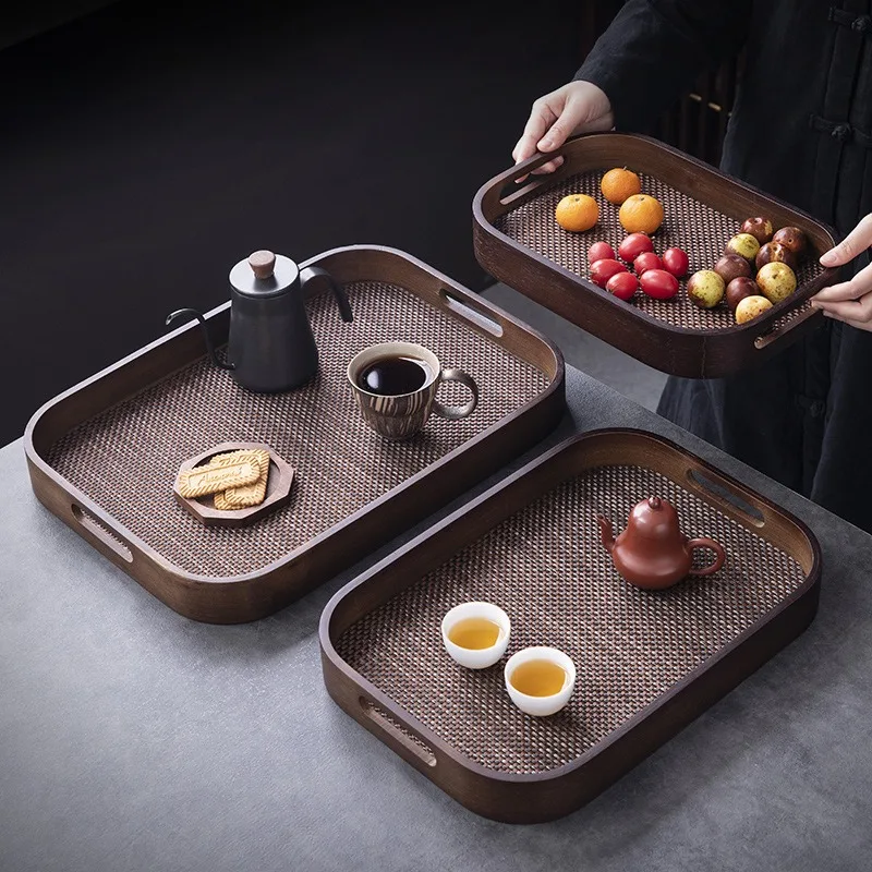 Premium Chinese Nanzhu handle, teacup, tea tray, tea set, dry brewing table, coffee dessert setting plate