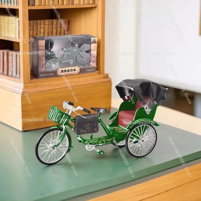 Twenty-eight bars assembly simulation retro rickshaw model ornament human tricycle nostalgia
