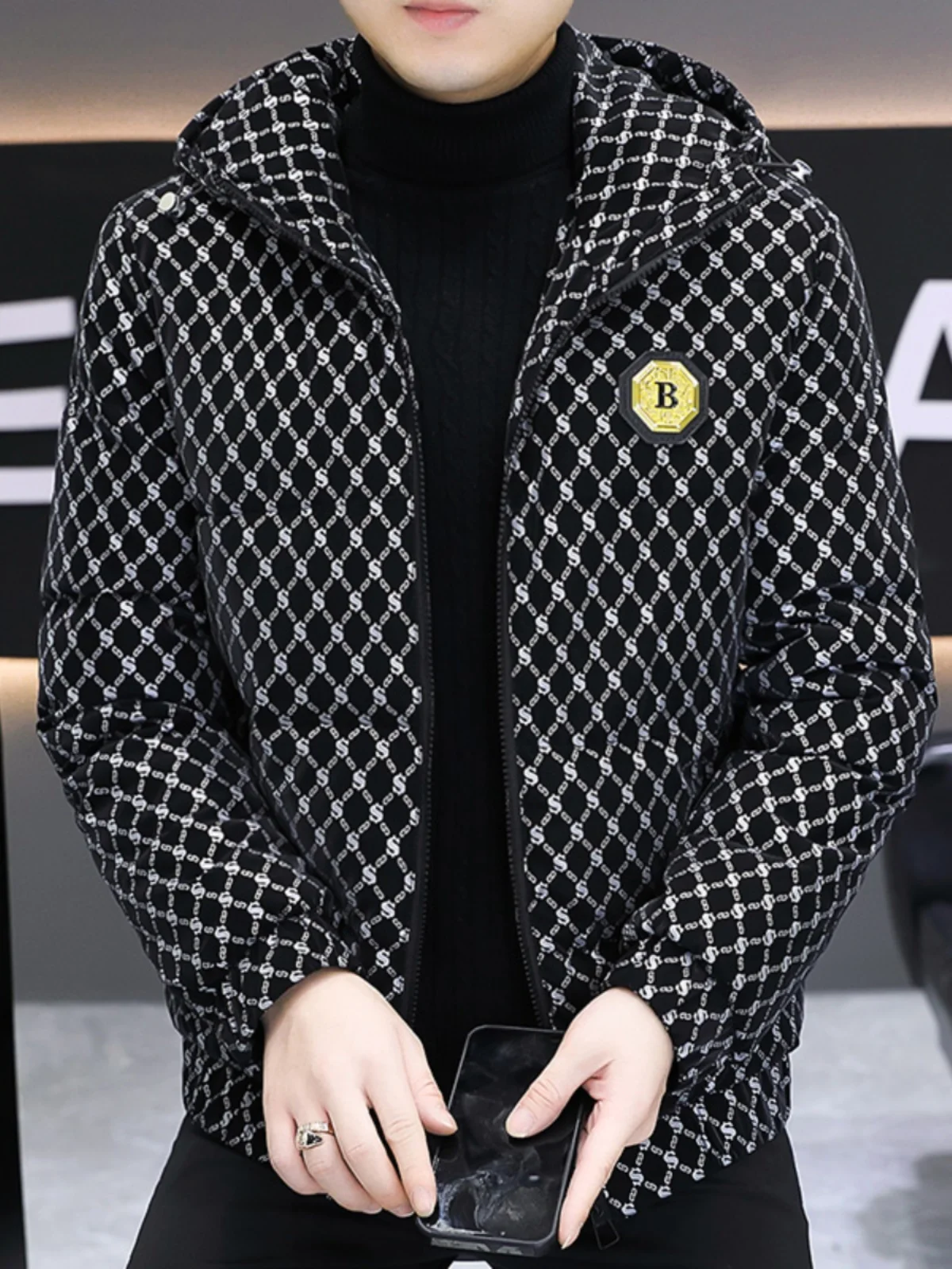 

Мужская утепленная теплая хлопковая куртка с капюшоном 2025 года, зимняя модная повседневная одежда, с наполнителем из полиэстера, Cleanfit, на молнии