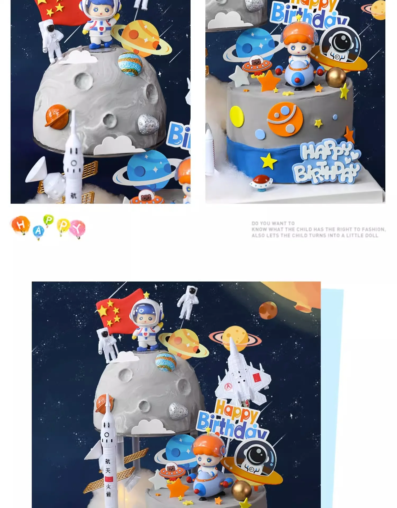Astronauten-Kuchenaufsatz Rakete Jungen Raumschiff Planet Party Desserts Cupcake-Topper Kinder 1. Geburtstag Party Baby-Shower Dekoration – Detail 3