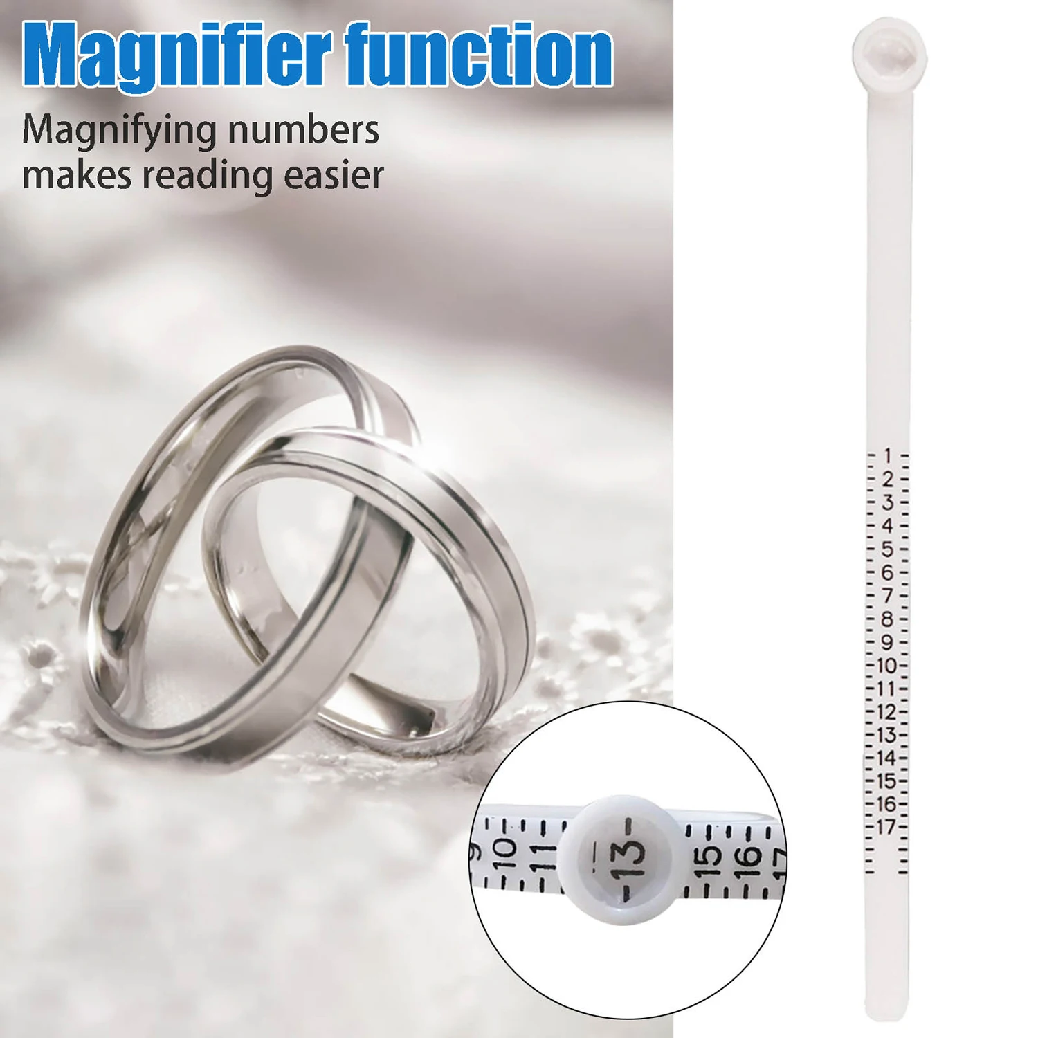 Ring Measuring Ruler With Magnifier Finger Coil Ring Sizing Tool UK/US Size Gauge Ring Sizer Accessories Insert Tightener Tools