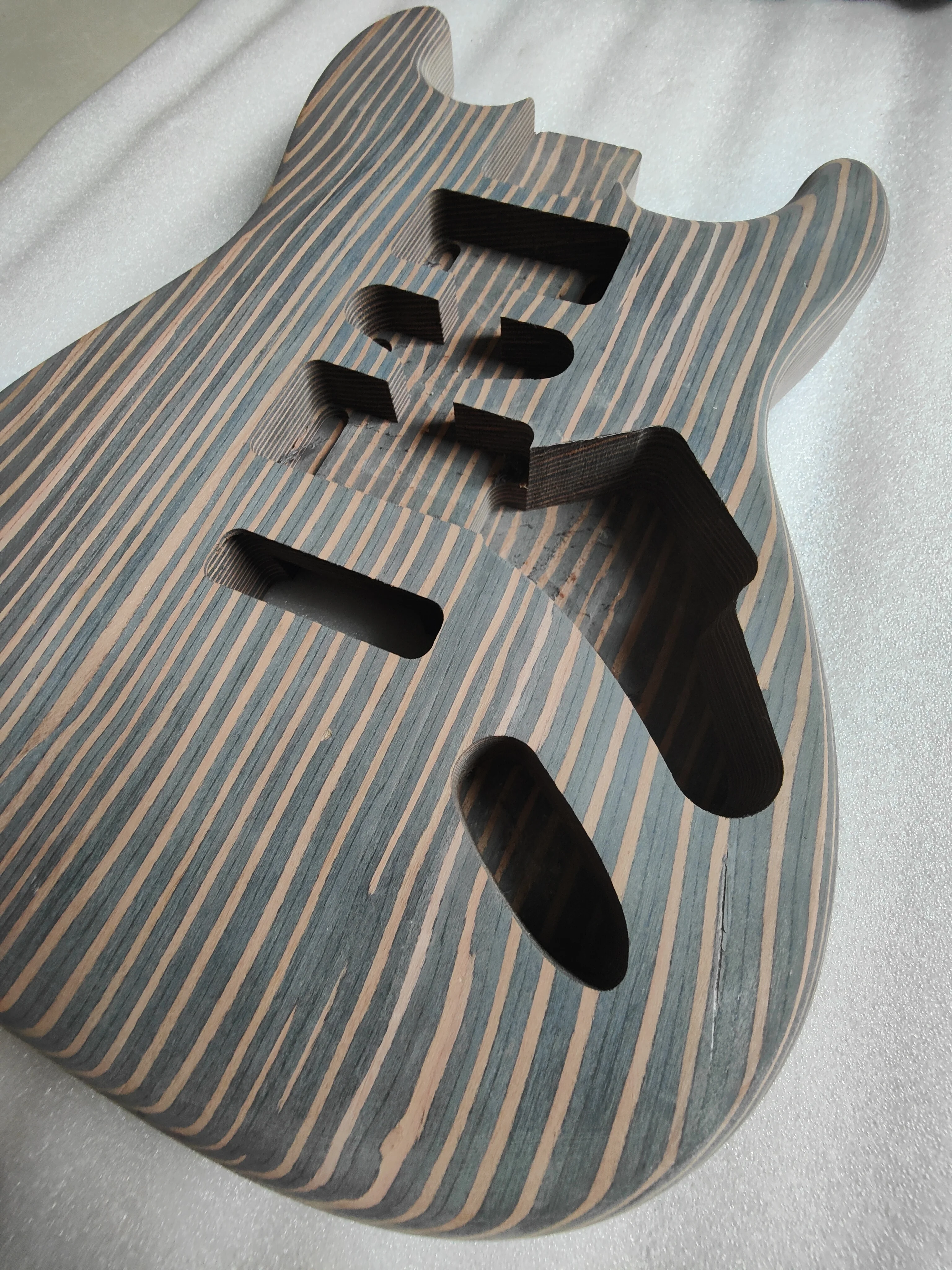 Costomozied Zebra Wood Hollow Guitar Panel, HSH Style, Blank Electric Guitar Body, Matte Finished Empty Barrel, DIY Guitar Part