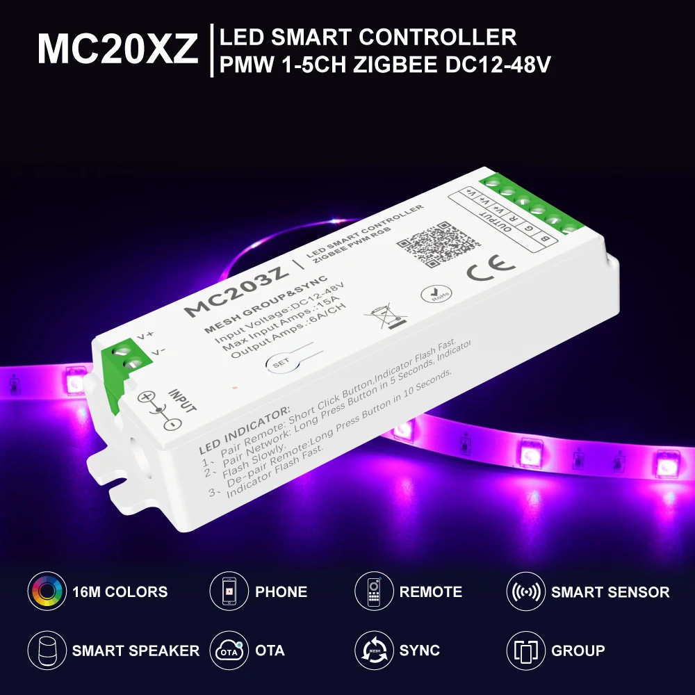 

LED Light Strip Controller COB 2835 Smart Tuya Speaker Zigbee Sync Music Dimmer CCT RGB APP DC12-48V Dimming SP107E Miboxer 2.4G