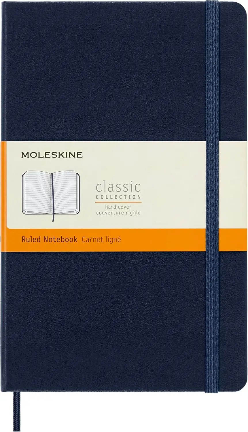 

Hard Cover Notebook, Large 5" x 8.25", Ruled/Lined, Sapphire Blue, 240 Pages