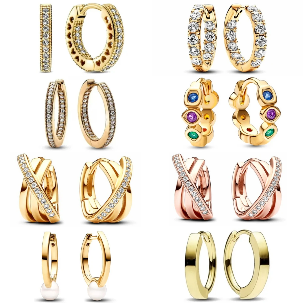 حار بيع الذهبي أو ارتفع الذهب جولة اللؤلؤ صالح الأصلي سحر Diy غرامة مجوهرات هدية للنساء اكسسوارات 925 أقراط فضية