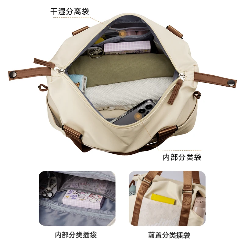 XINDING Carry On Travel Duffle Bag with Shoes Compartment, Oxford Weekend Hand Luggage, Women Gym Bag with Waterproof Pocket