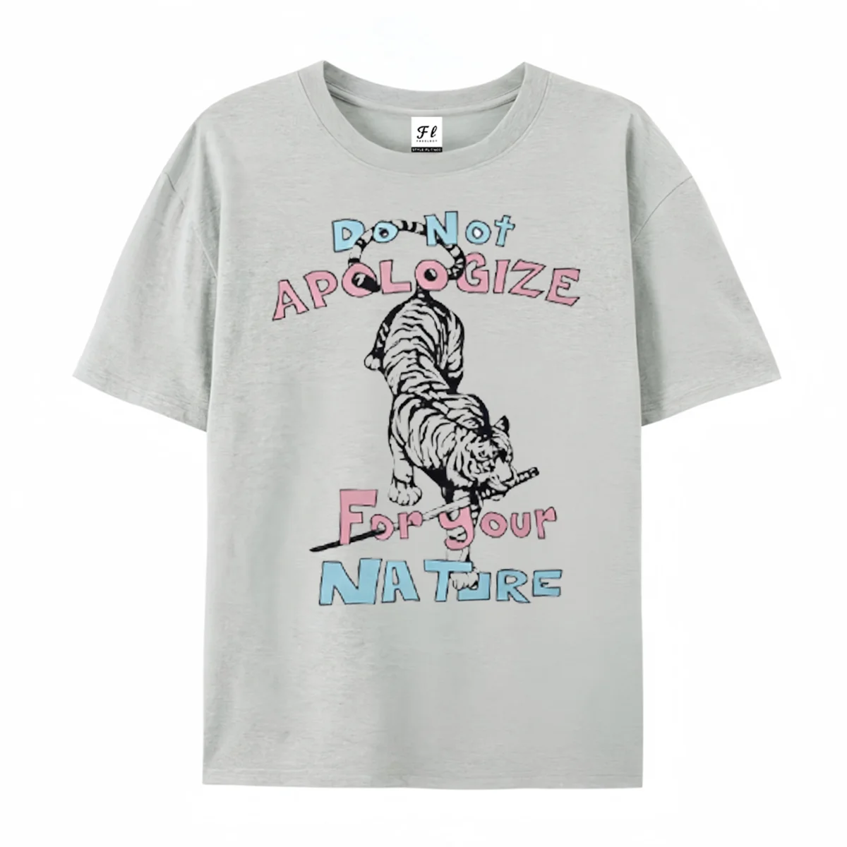 Retro Y2K Tiger Graphic Tee Do Not Apologize for Your Nature Inspirational Slogan Print Cool Wild Style Casual Short Sleeve Top