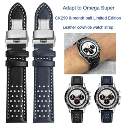 Genuine Leather bracelet For Omega Super Series Black Cat 311.32.40 Tissot 1853 CK2998 Watch strap 19mm Universal Watch band