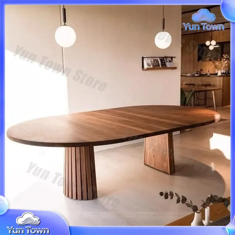 French Retro Solid Wood Dining Table for Ancient Style Household Small Apartment Oval Office Conference Table