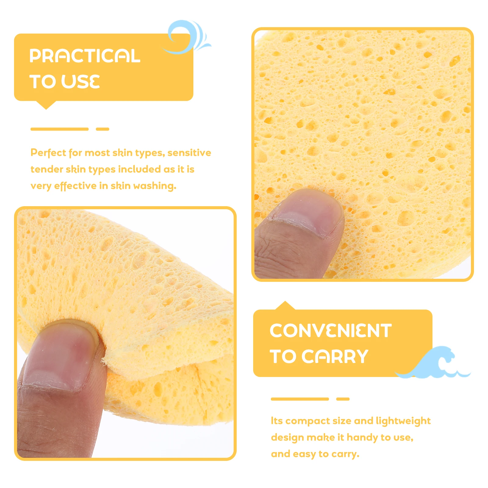 

10 Pcs Facial Cleansing Sponges Reusable Wood Pulp Cotton 80x10mm Yellow Makeup Remover Pads Deep Clean Exfoliating Cosmetics