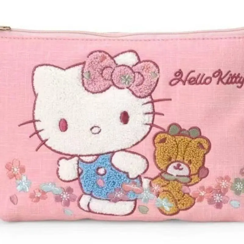 

Kawaii Sanrio Hello Kitty My Melody, косметичка с вышивкой, милая ручная сумка для хранения с героями мультфильмов для девочек, креативный подарок на день рождения