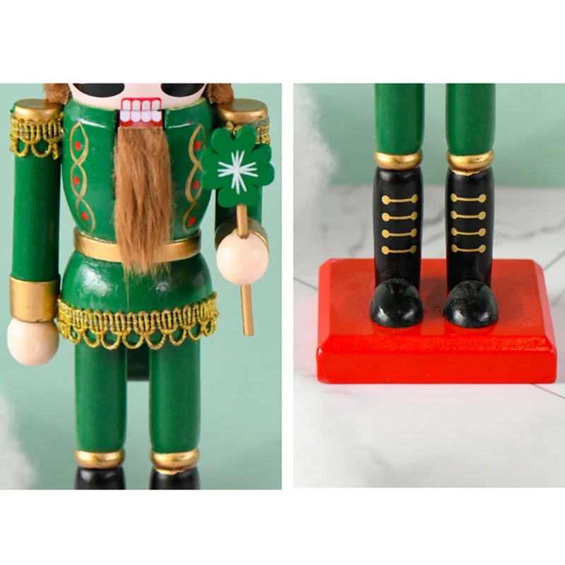 1 Piece Green King Roral Solider Wooden Nutcracker St. Patrick' S Day Wooden Nutcracker