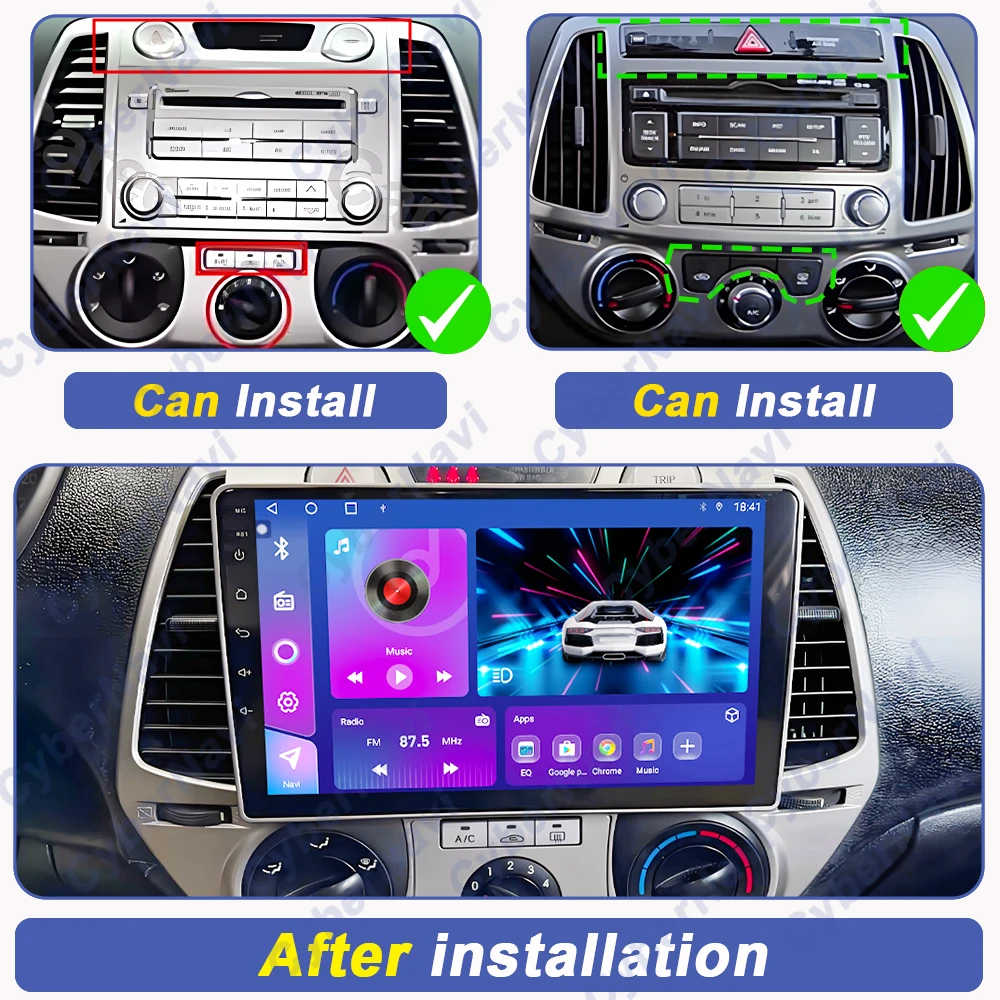 Android 16 Carplay For Hyundai i20 2008 2009 2010 2011 2012 Car Radio Stereo Multimedia Video Player GPS 4G WIFI BT Touch screen