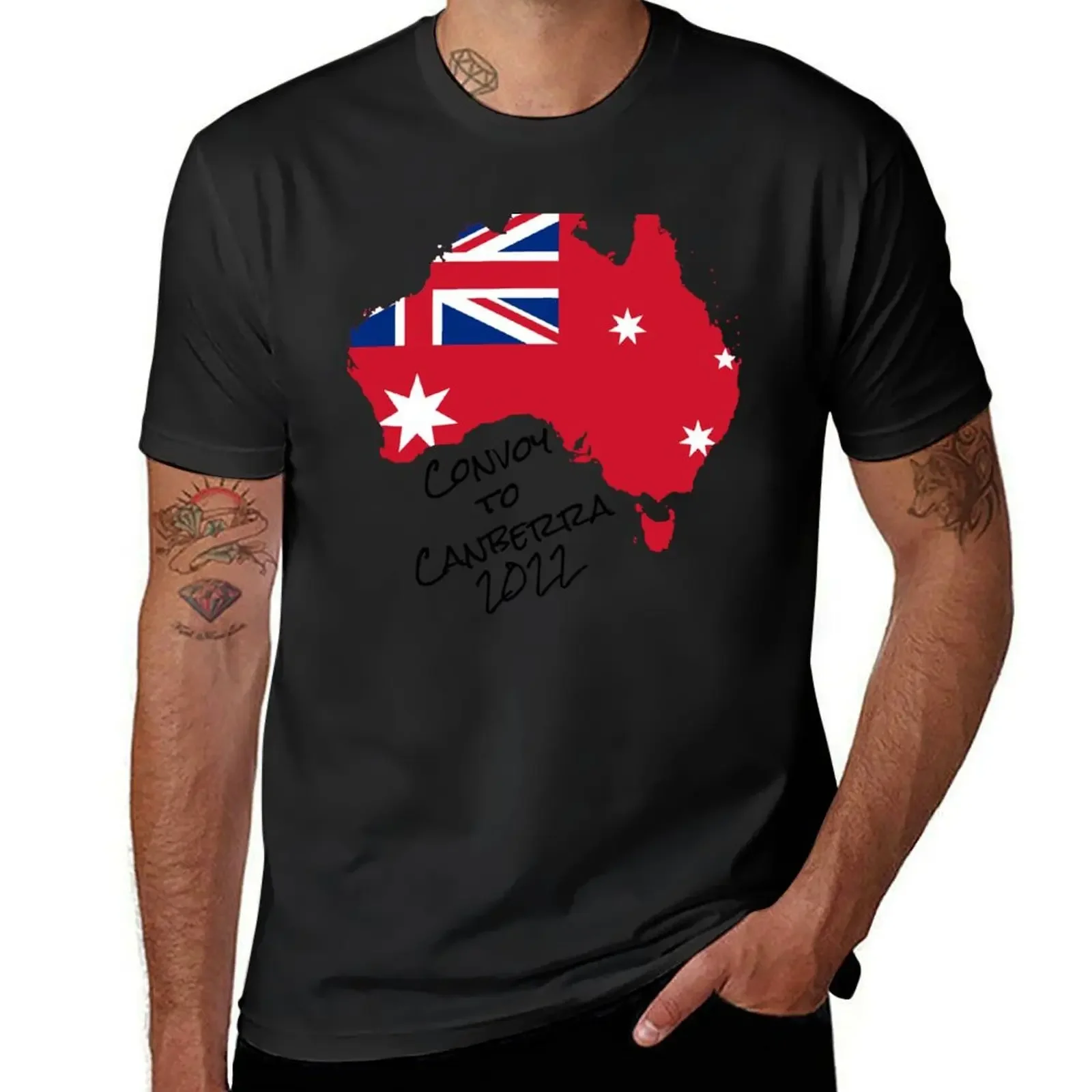 Convoy To Canberra 2022 (black text) T-Shirt shirts graphic tees basketball graphic tees sports fans mens graphic t-shirts anime