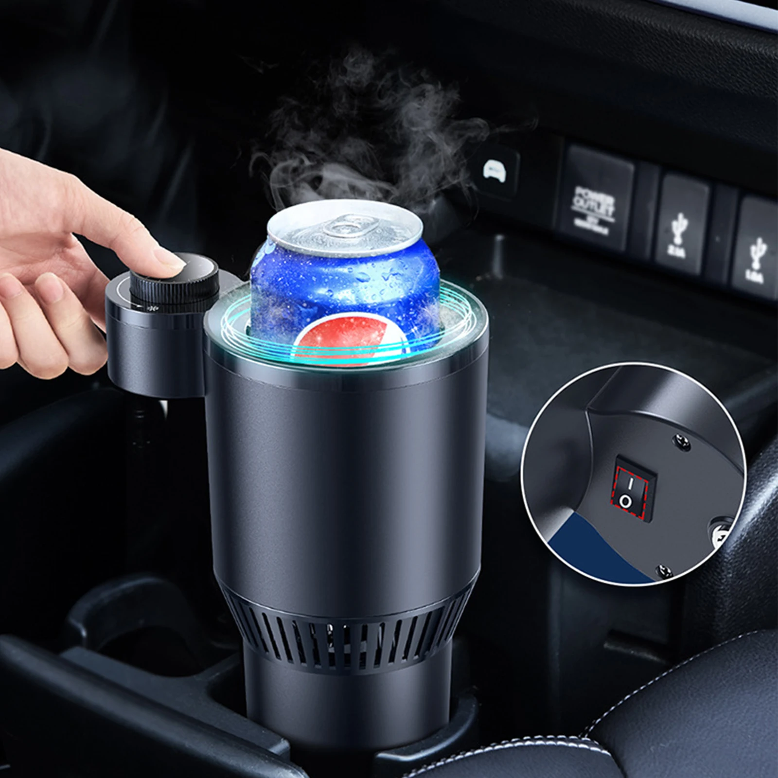 

2 In 1 Car Heating Cooling Cup for Coffee Miik Drinks Electric Beverage Warmer Cooler for Travel Mini Car Refrigerator 12V