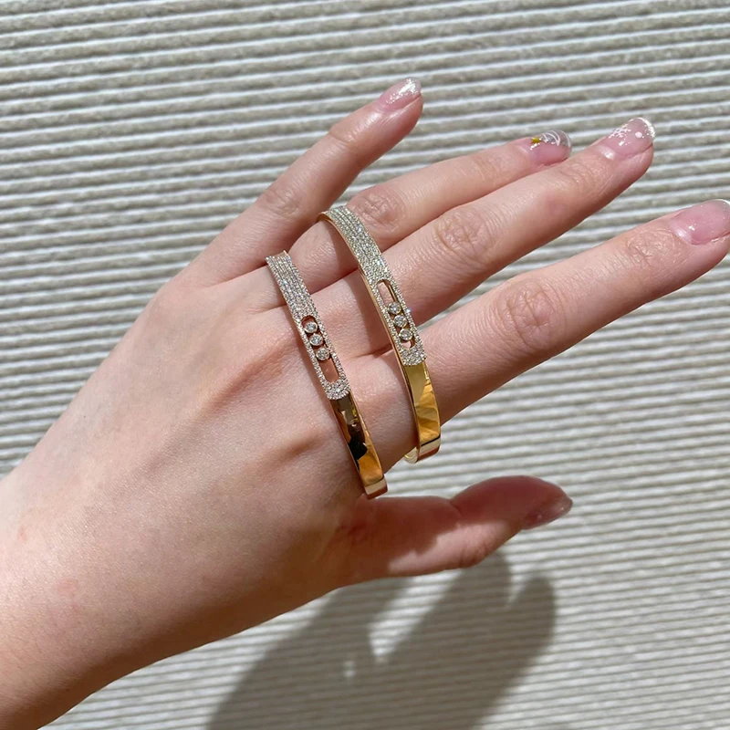 

Hot Sale 925 Silver Classic MOVE Sliding 6MM Bracelet Women Fashion Simple Luxury Jewelry Wedding Party Valentine's Day Gift