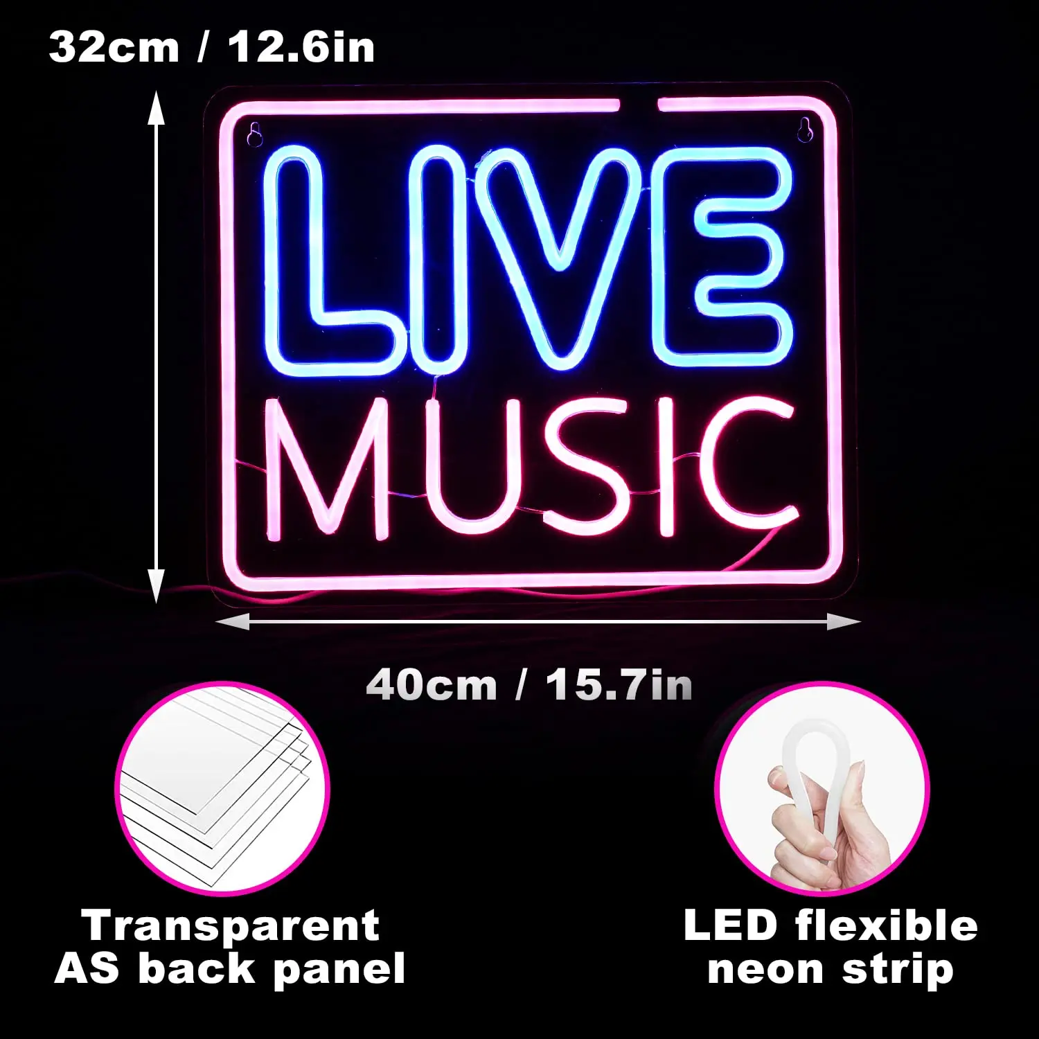 Imagem -04 - Música ao Vivo Neon Sign Música Led Neon Light Letter Light Sign Bar Iluminar para Beer Bar Music Studio Quarto Wall Decor Party Club