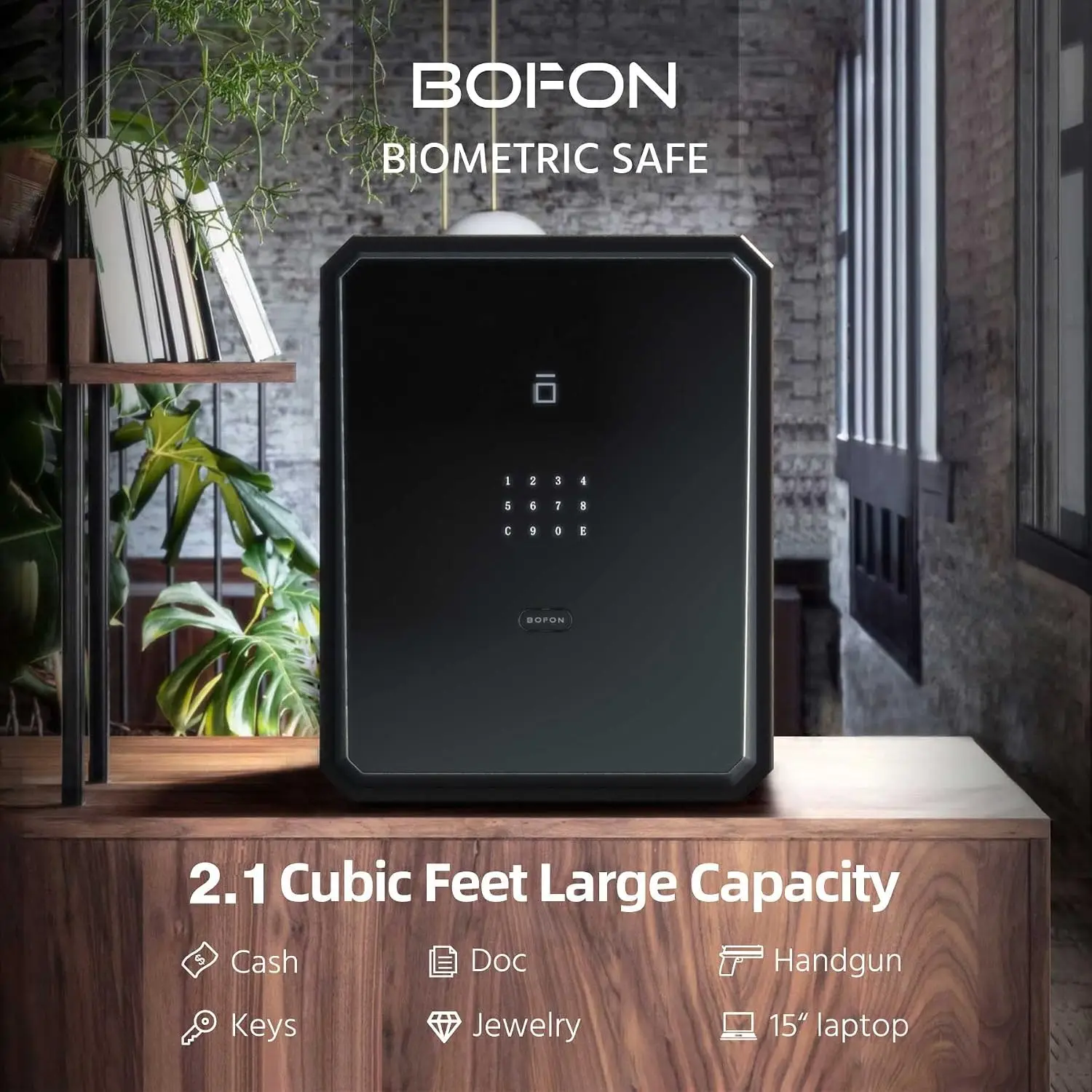 Home Safe, Fingerprint Password Safe Box with Key, Cabinets SafeBox for Home, Security Box, Biometric Safe, W-series 2.1Cubic fe