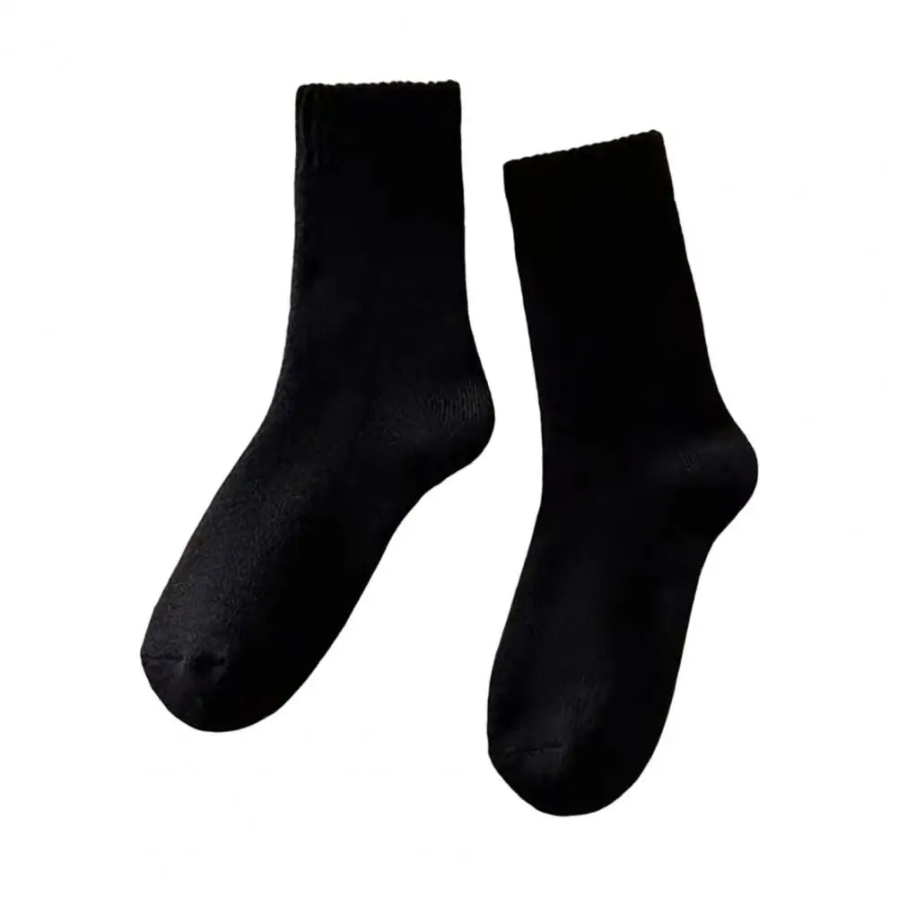 Solid Color Stockings Thick Winter Knit Socks for Women Fleece Lined Plush Floor Socks Thermal Ankle High Crew Boot for Women