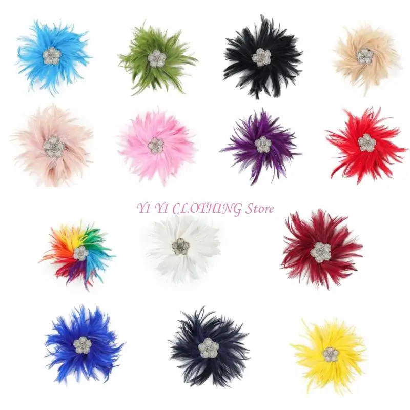 

N5KF Заколка для волос с мерцающими стразами и цветочными перьями для женщин, Дерби, сценическое шоу