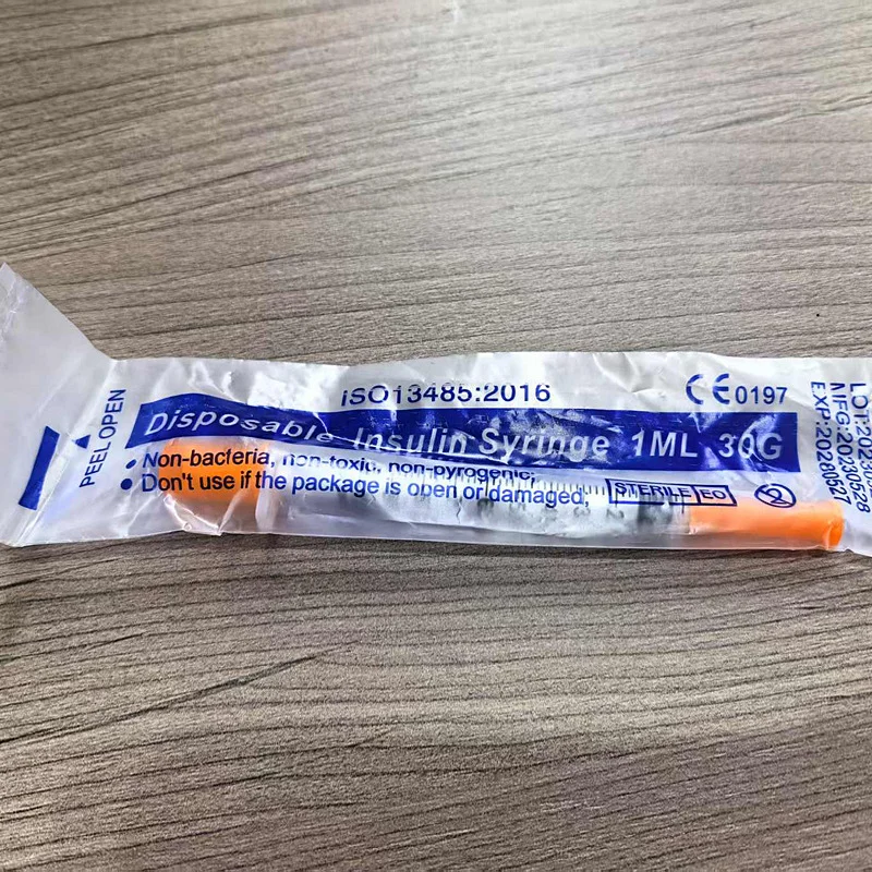 29G 30G 31G Needle 100pcs 0.3ml 0.5ml 1ml/cc Disposable Sterile Orange Insulin Syringe Individually Packed Injector