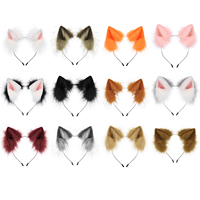 Handmade Faux Fur Animal Ears Headband Furry Cat Fox Ear Hairhoop Headwear Costume Accessory for Cosplay Masquerade