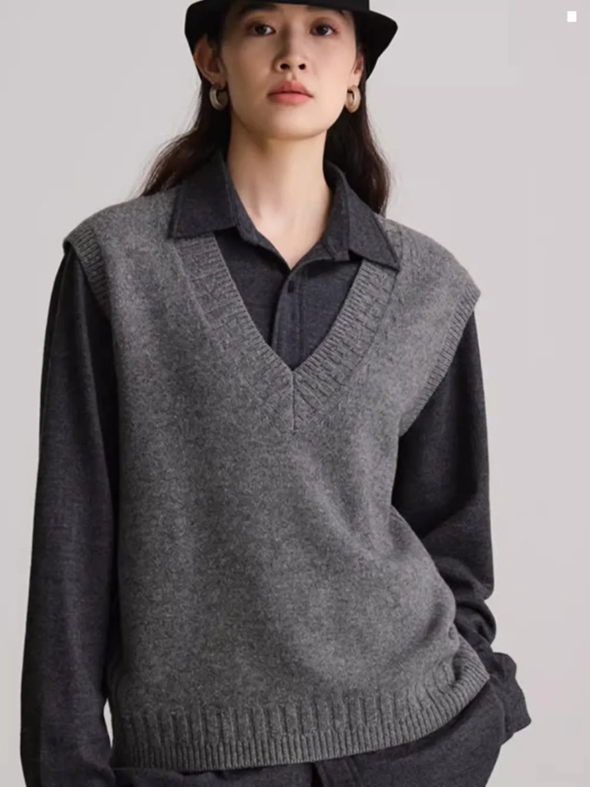 

Жилет из чистого кашемира, женский жилет-джокер с v-образным вырезом, короткий вязаный жилет, свитер без рукавов, многослойный жилет.