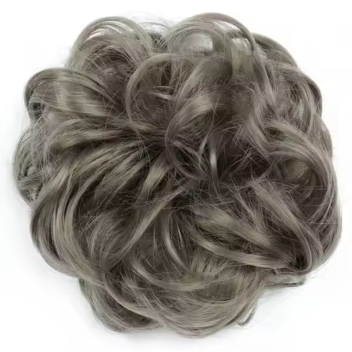 Azqueen Synthetic Messy Bun Chignon Donut Gary Brown Color Hair Bun Pad Elastic Hair Rope Rubber Band Hair Extensions - Image 30