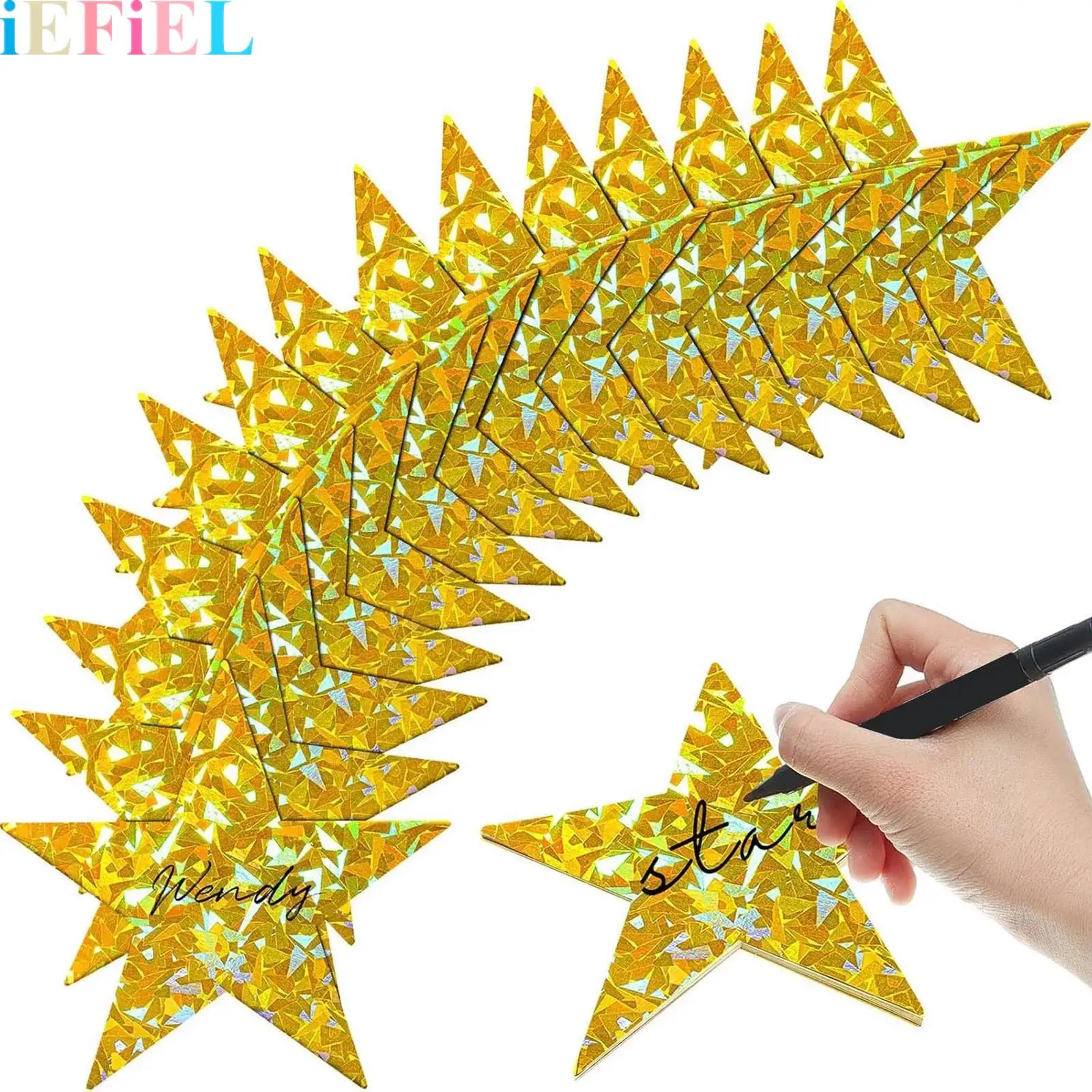 

24Pcs Stars Cutouts Decorations Glitter Double Printed Paper Cardboard Stars for Bulletin Board Classroom Wall Party Decoration