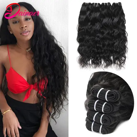 Natural Wave Human Hair Bundles 4 PCS Can Be Dyed Indian Virgin Human Hair Extensions  12-30 Inche Free Shipping Bundle Deals