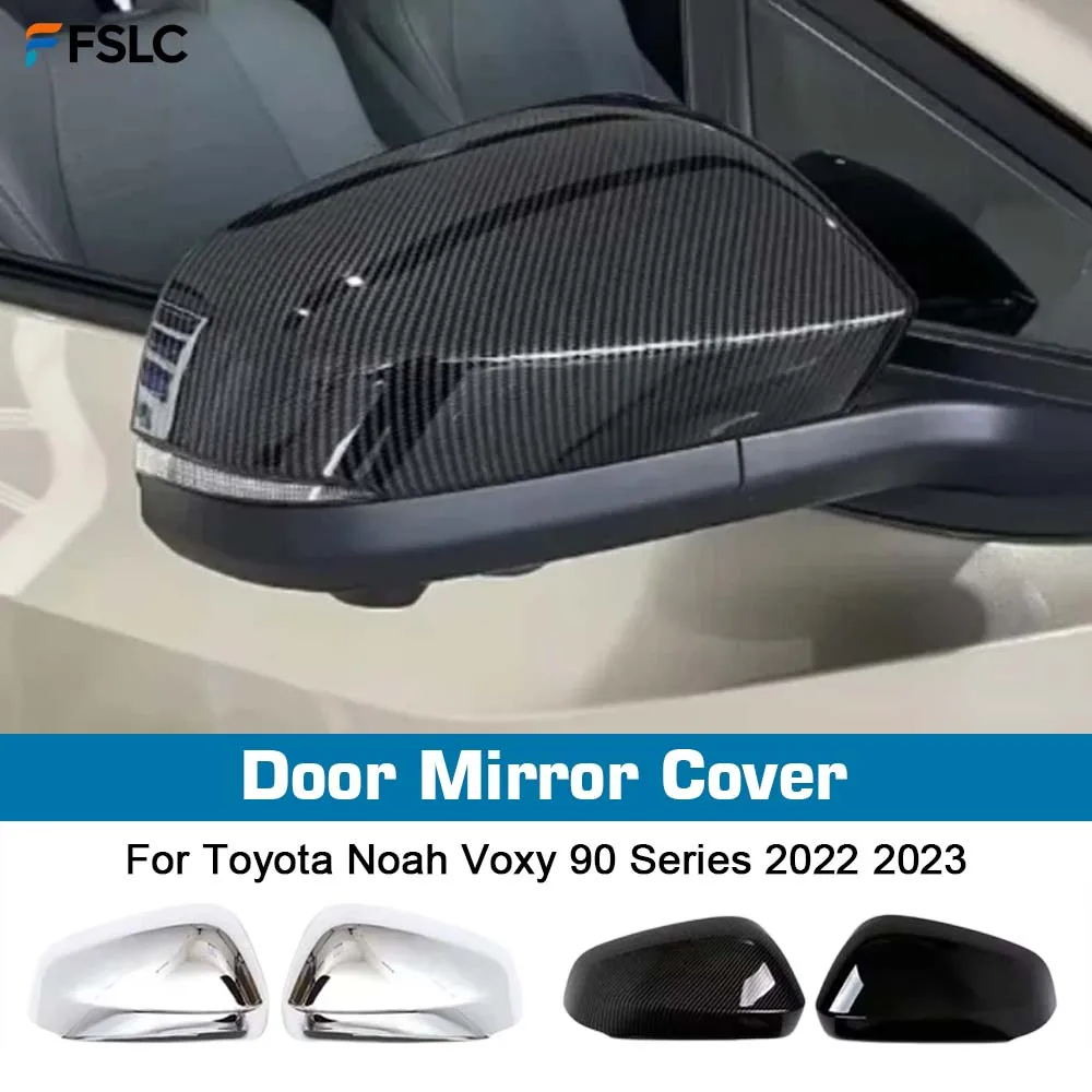 

⭐Genuine⭐ Car Decoration Door Mirror Cover For Toyota Noah Voxy 90 Series 2022 2023 Carbon Fiber Chrome Silver Cars Accessories
