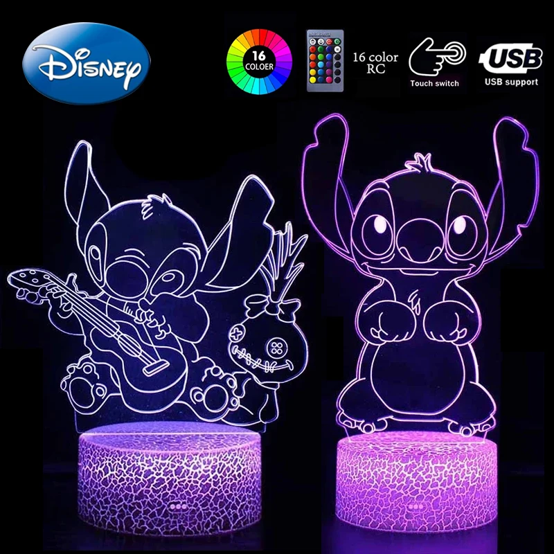 

Stitch 3D Lamp Acrylic USB LED Night Lights Disney Cartoon Neon Sign Lamps for Home Bedroom Birthday Decorations Kids Toy Gifts