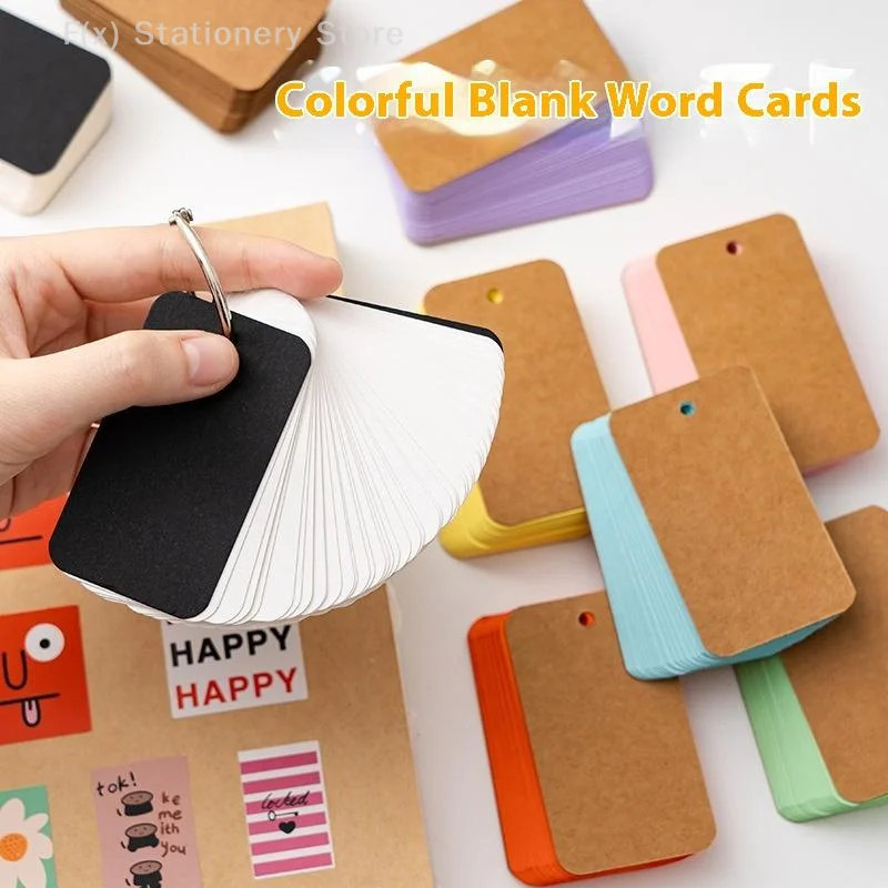 

50/100Pcs Colorful Blank Kraft Paper Cards Business Message Craft Cards Paper Flash Card Blank For Learning Study DIY Memory