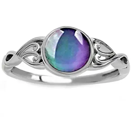 Vintage Colorful Color Changing Round Ring Warm Stone Color Changing Stone Ring for Women Birthday Graduation Jewelry Gift