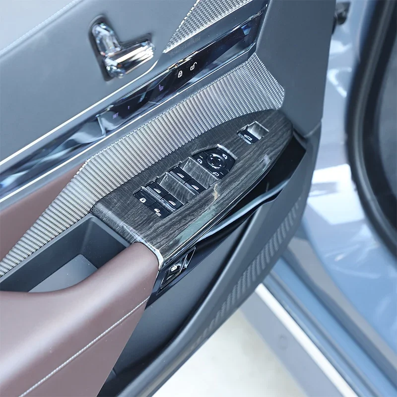 For BMW 7 Series G70 2023 2024 2025 Accessories ABS Carbon Fiber Car Window Lift Switch Button Frame Cover Trim Interior
