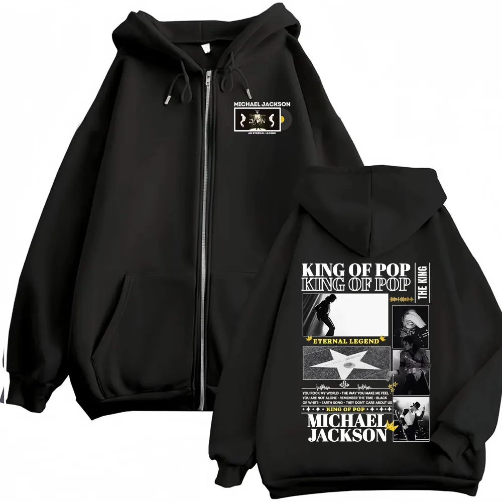 Moletom com Zíper do King of Pop Michael Jackson World Tour, Roupas Masculinas, Jaqueta Estilo Vintage, Moletom Oversized com Zíper
