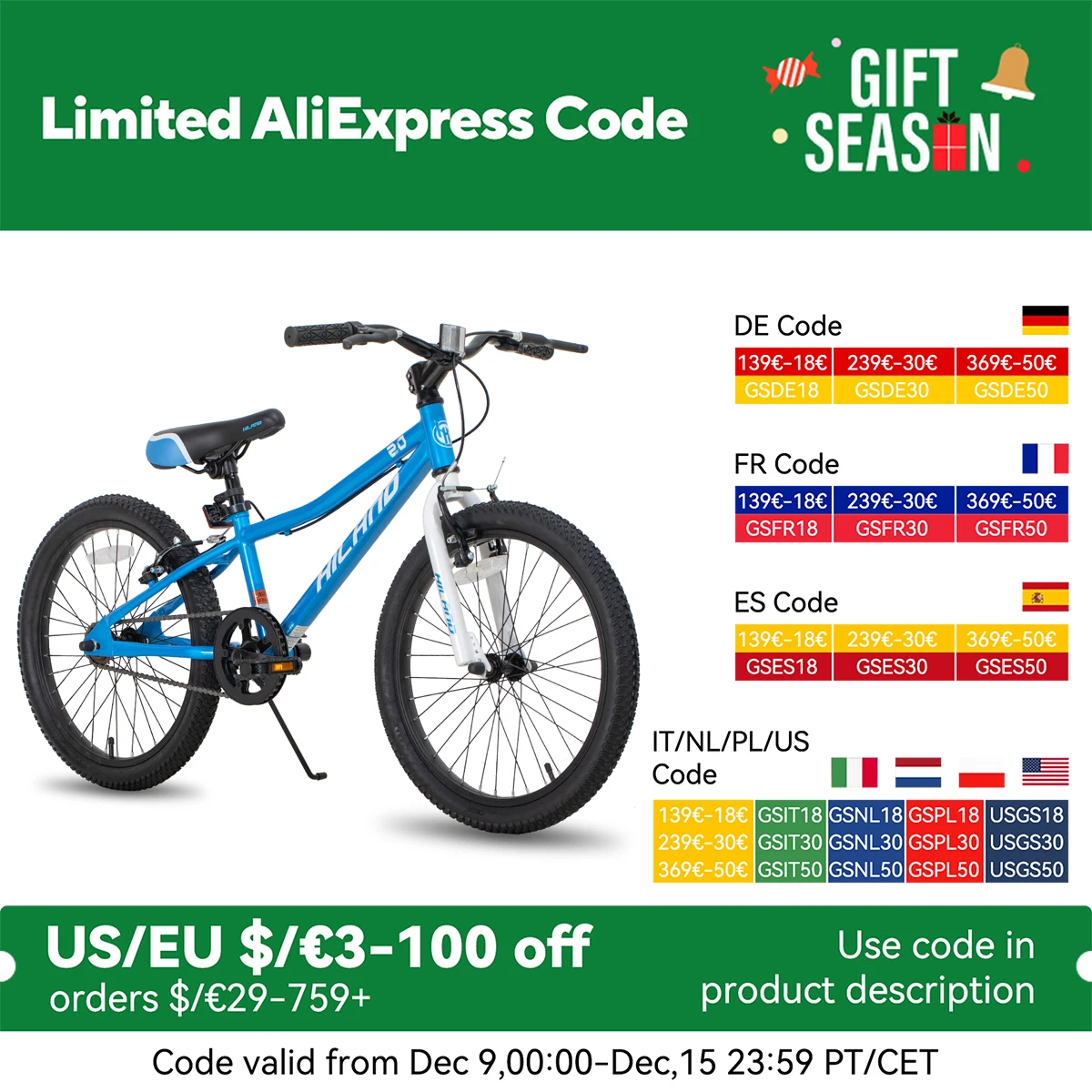 Hiland 20 Inch Kids Mountain Bike for Boys, Girls, Single Speed Kids Bicycles with Dual Handbrakes and Kickstand ﻿