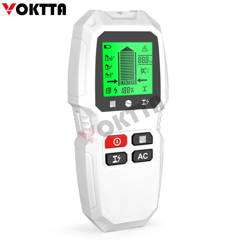 HW-QB6 5-in-1 Portable Multi-Functional Distance Measuring Wall Scanner Metal Detector Wall Stud Finder HD LCD Display