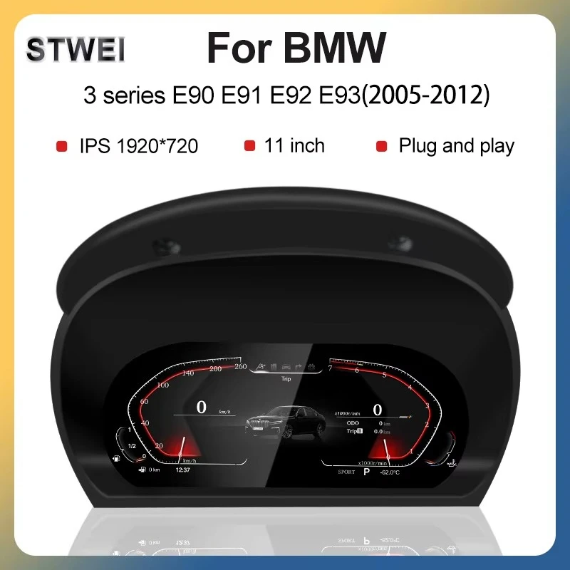 For 3 Series E90 11 Inch Panel Linux System Car LCD Dashboard Digital Cluster Instrument