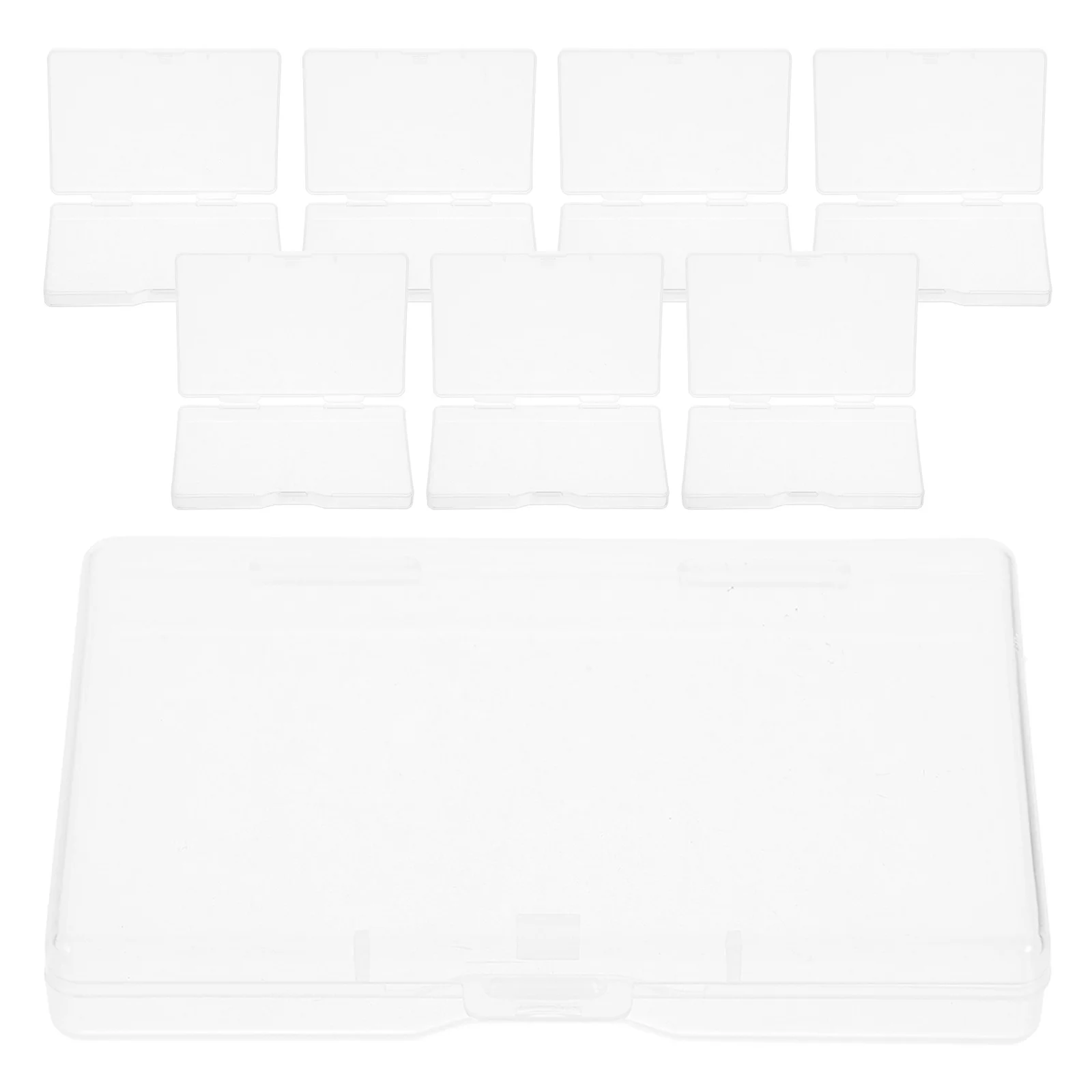 Portatarjetas transparente de 8 Uds., caja de almacenamiento de tarjetas de visita de plástico, organizador portátil para naipes, tarjetas de crédito pequeñas