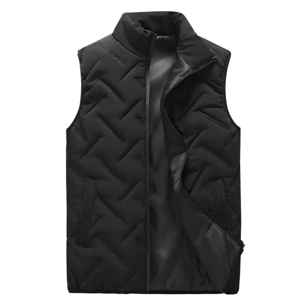 Popular Men Waistcoat Embossing Windproof Autumn Winter Warm Pockets Waistcoat