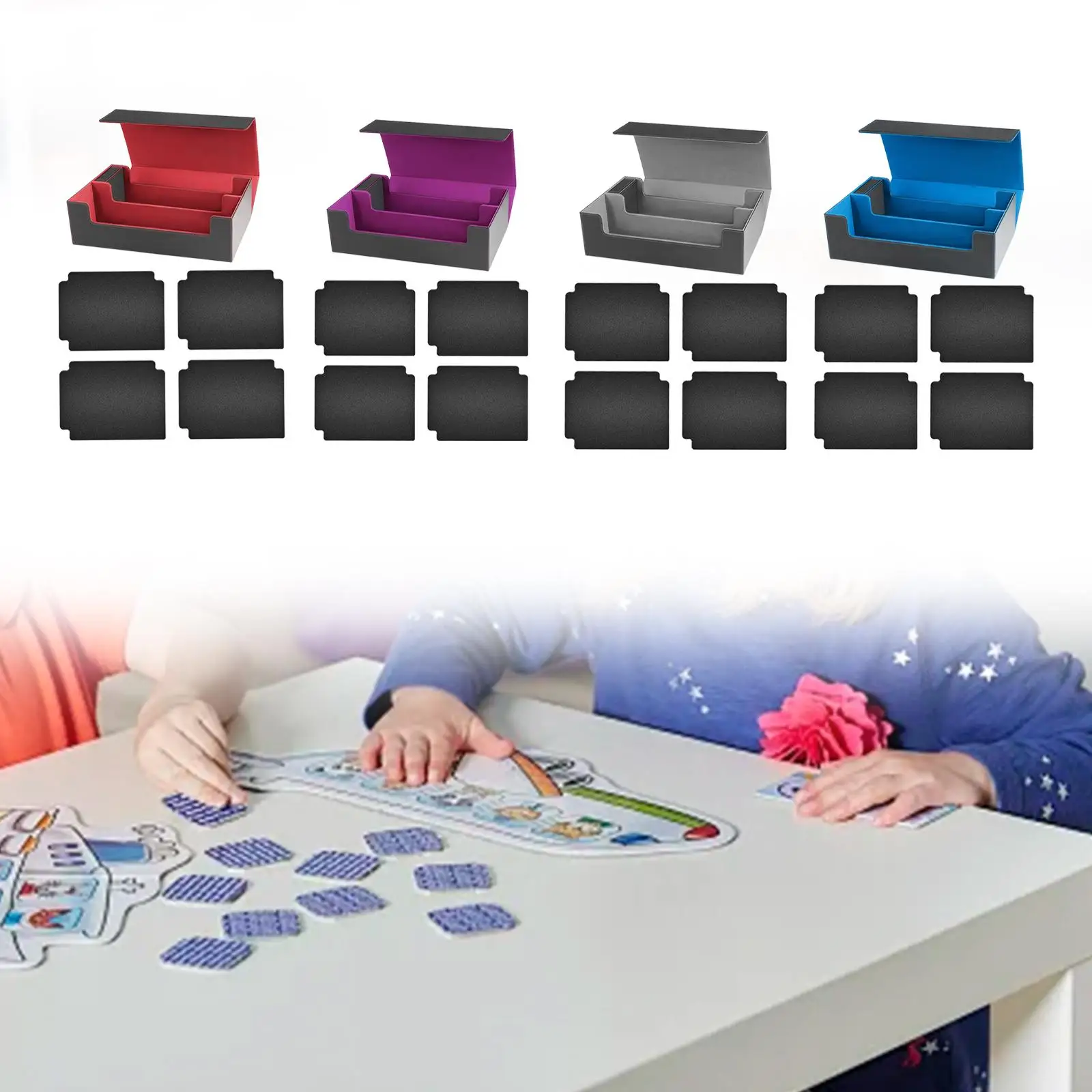 

Double Rows Trading Card Deck Box with 4 Black Cards Game Card Storage