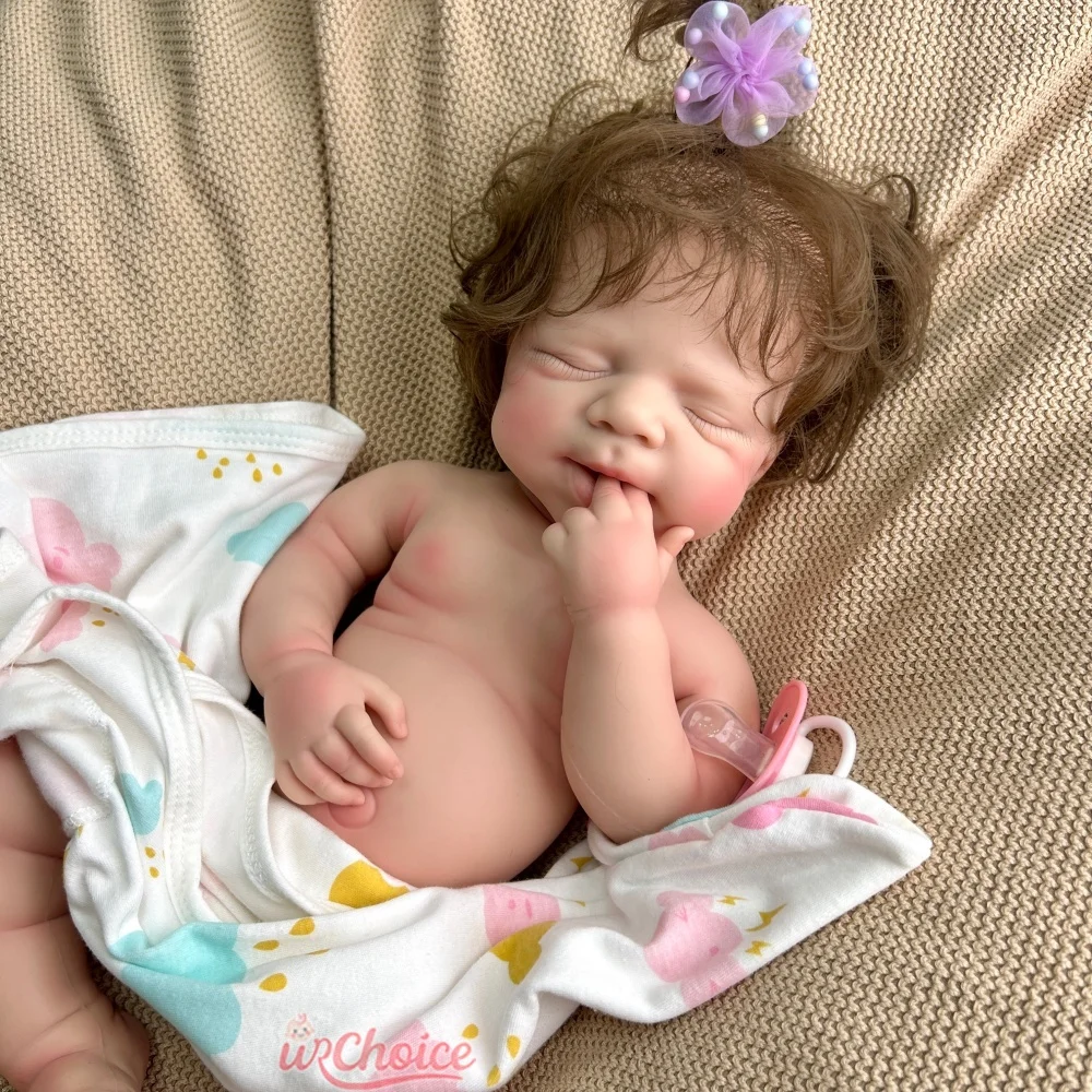 19 pulgadas linda niña bebé Pascale con cabello enraizado completo suave realista de silicona renacido muñeca ponderada para la compañía de ancianos