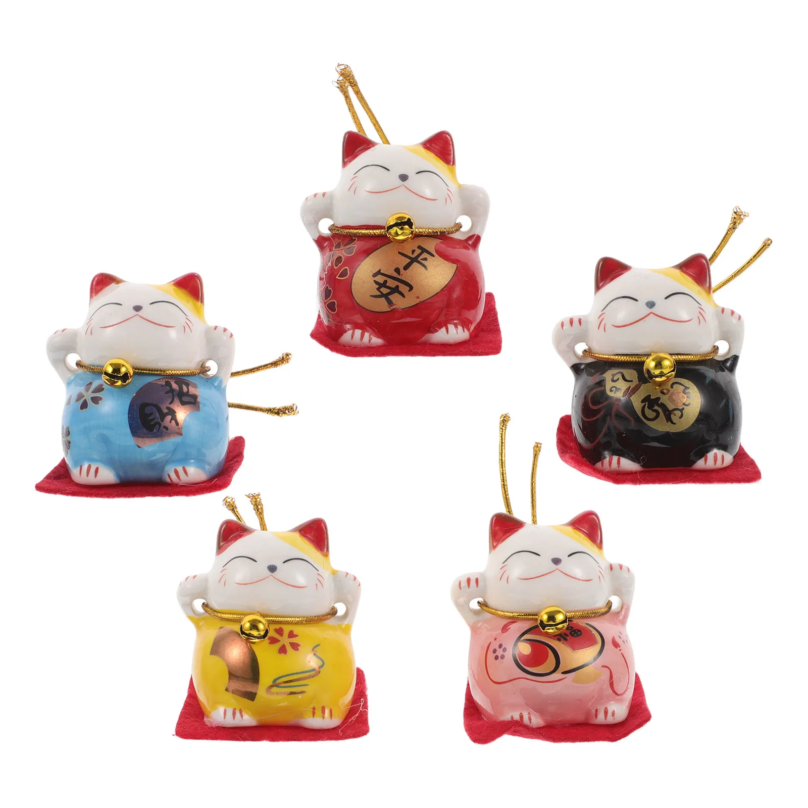 

5pcs Cat Decoration Mini Ceramic Lucky Creative Ceramic Ornament Cat Figurine Home Car Ornament Creative Adornment