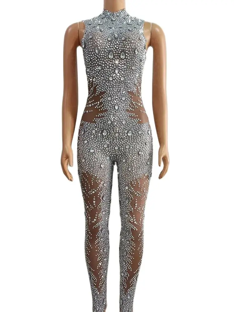 High Quality Hot Diamond Sexy Stretch Jumpsuit 2024 New Fashion Custom Women'S Clothing