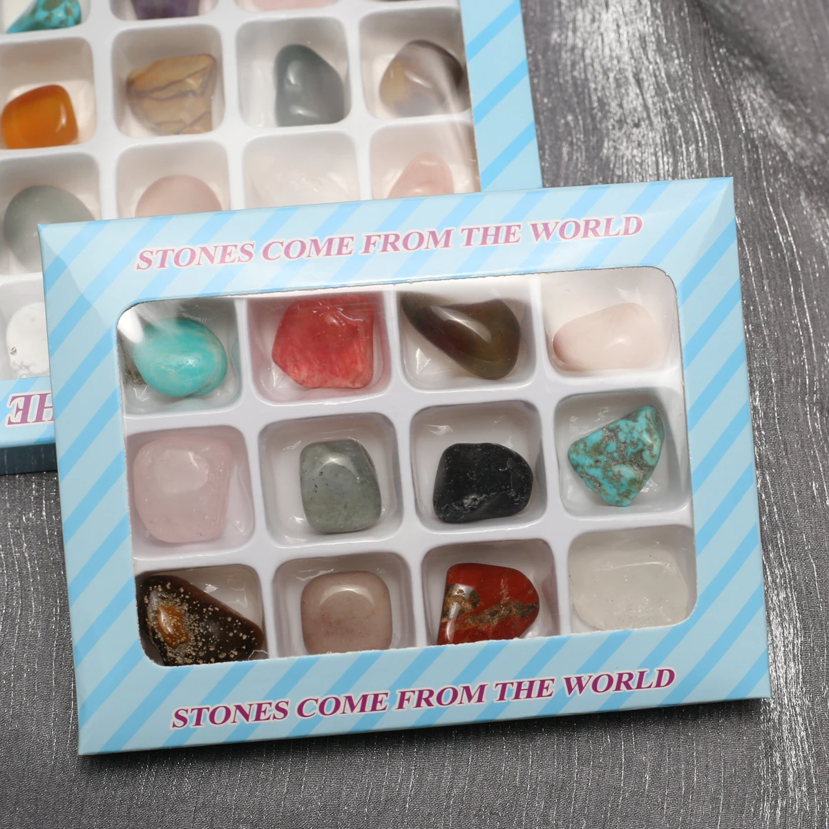 1 ensemble de coffret cadeau d'échantillon minéral naturel, échantillon de collection de pierres précieuses, décoration d'étudiant à domicile, pierres de guérison, collection de cadeaux